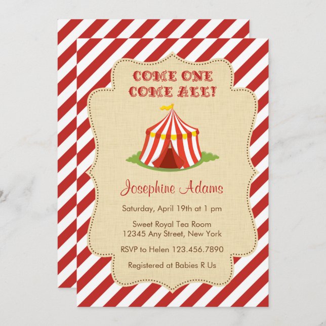 Circus Baby Shower Invitation (Front/Back)
