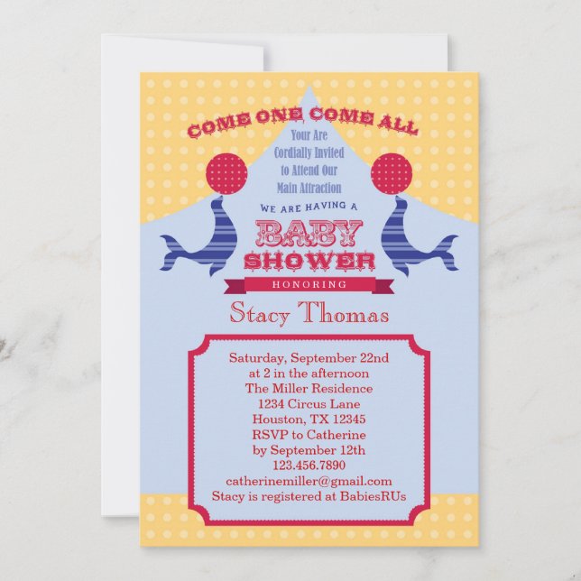 Circus Baby Shower Invitation (Front)