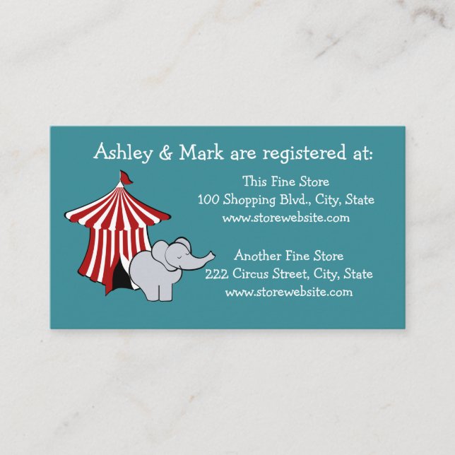 Circus Baby Shower Registry Enclosure Card (Front)