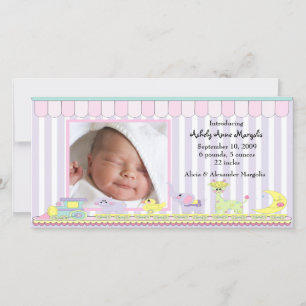 Circus Baby Train PHOTO Birth Announcement