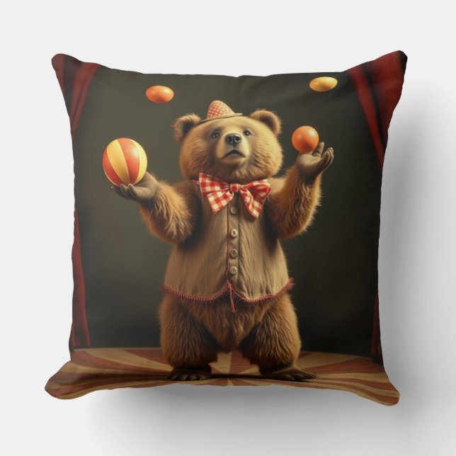 Circus Bear Throw Pillow (Front)