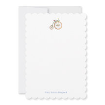 Circus Bike scalloped stationery