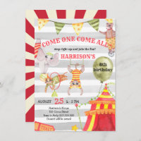 Circus Birthday Carnival Cute Watercolor Kids