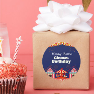 Circus Birthday Classic Round Sticker