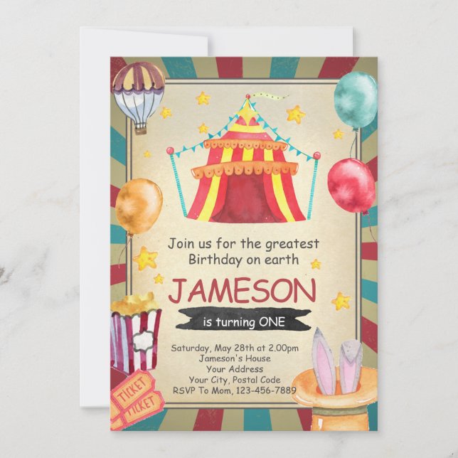 Circus Birthday Invitation (Front)
