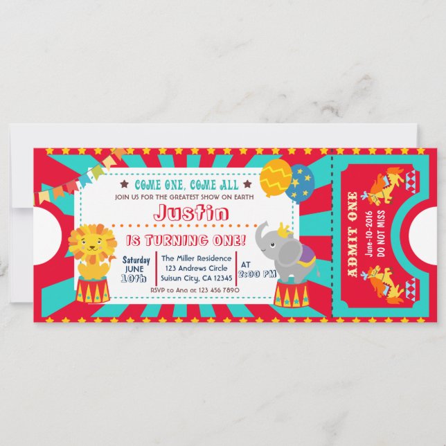 Circus Birthday invitation (Front)