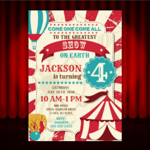 Circus Birthday Invitation / Carnival Invite /Show