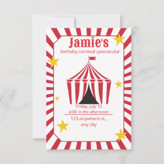 Circus Birthday Invitation | Red Carnival Tent 