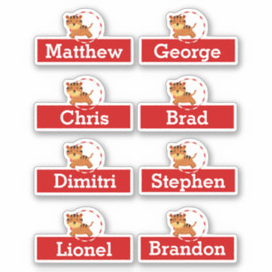 Circus birthday party favor names tiger cartoon