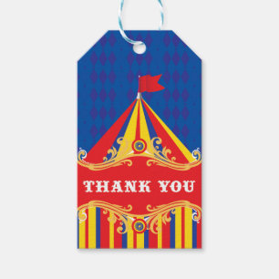 Circus birthday party favour gift tags, thank you tags