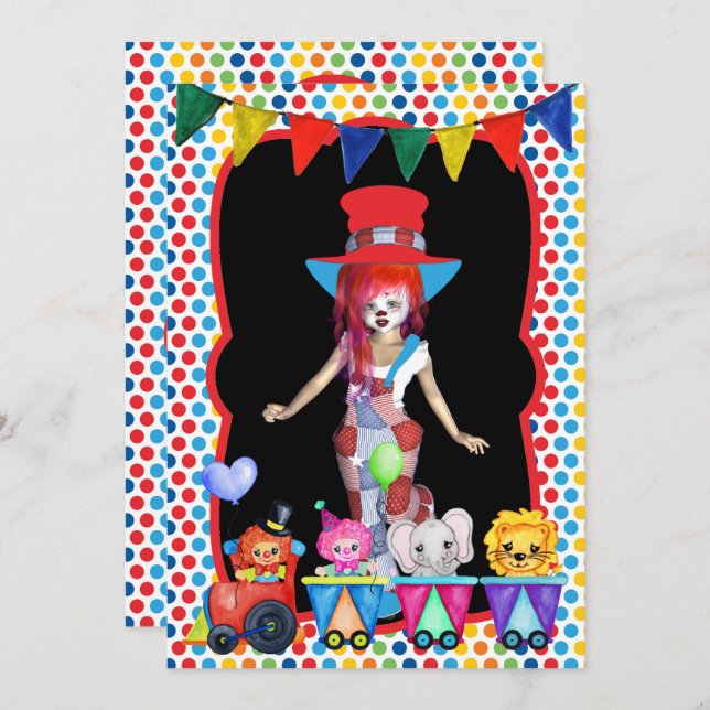 Circus Birthday Party Invitation (Front/Back)
