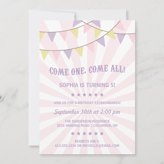 Circus Birthday Party Invitation (Front)