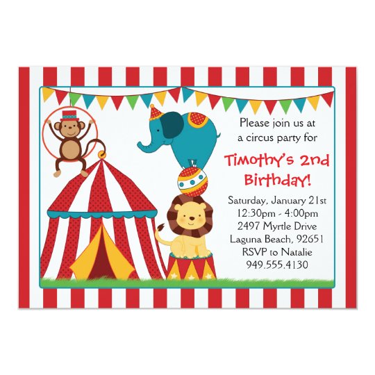 Circus Birthday Party Invitation Zazzle Co Nz