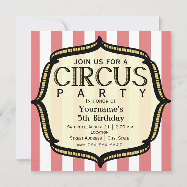 Circus Birthday Party Invitation (Front)