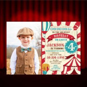 Circus Birthday Photo Invitation Carnival Invite
