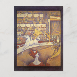 Circus by Georges Seurat, Vintage Pointillism Art Postcard