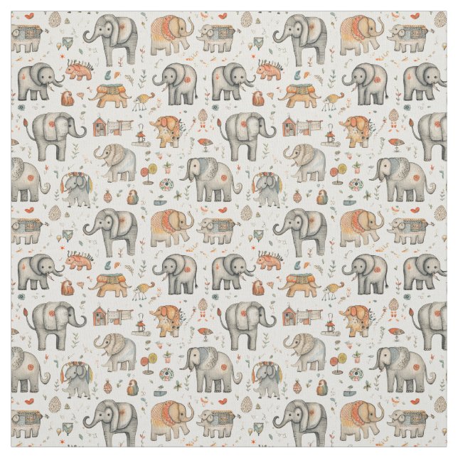 Circus Capers: Whimsy Elephant Fabric (Swatch)