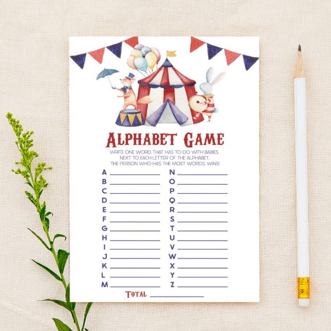 Circus Carnival Alphabet Baby Shower Game (Creator Uploaded)