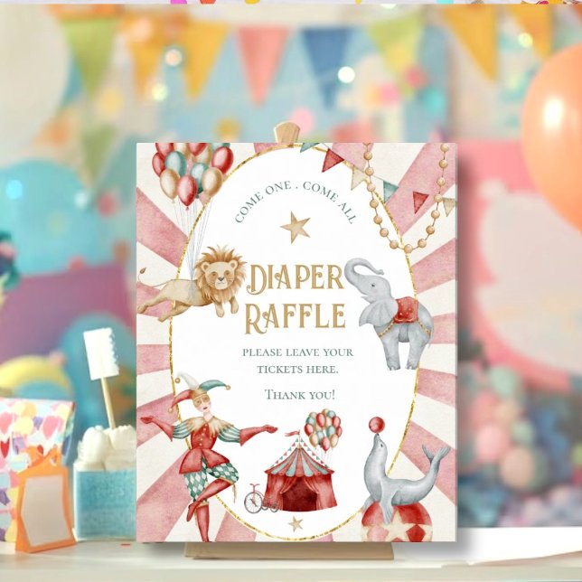 Circus Carnival Baby Shower Diaper Raffle Sign (Creator Uploaded)