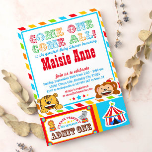 Circus Carnival Baby Shower Party Invitation