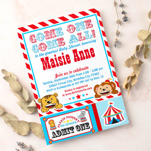 Circus Carnival Baby Shower Party Invitation