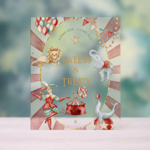 Circus Carnival Baby Shower Sweets and Treats  Acrylic Sign