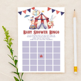 Circus Carnival Bingo Baby Shower Game Stationery