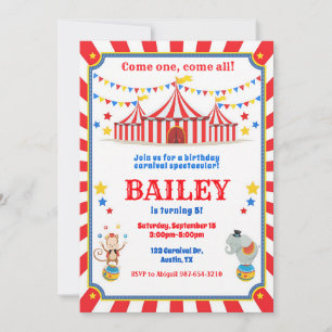 Circus Carnival Birthday Invitation Design