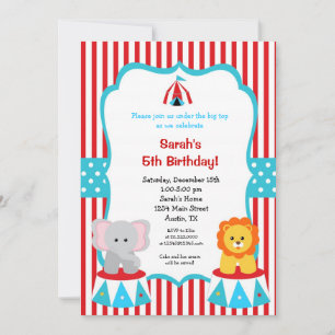 Circus Carnival Birthday Invitations