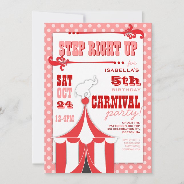 Circus Carnival Birthday Party Big Top  Invitation (Front)