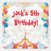 Circus Carnival Birthday Party Favour Stickers