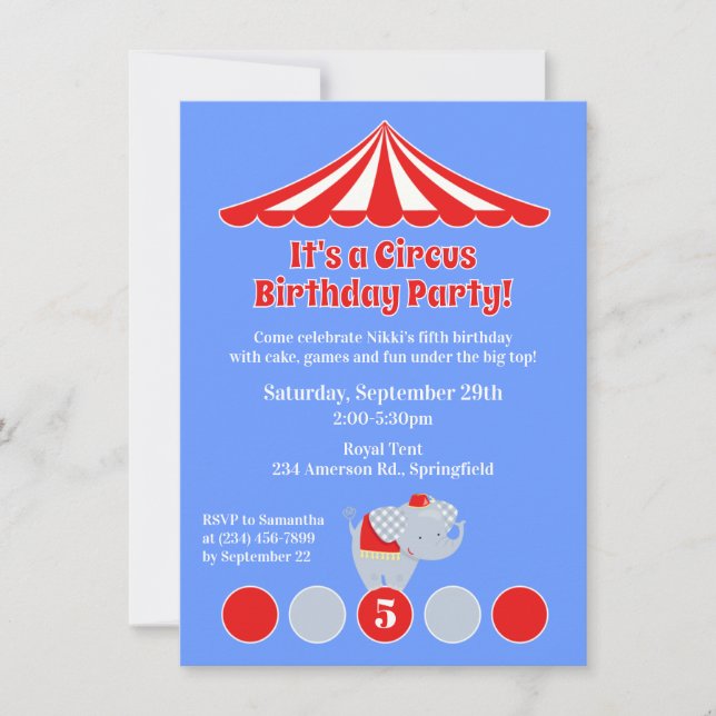 Circus Carnival Birthday Party Invitation (Front)