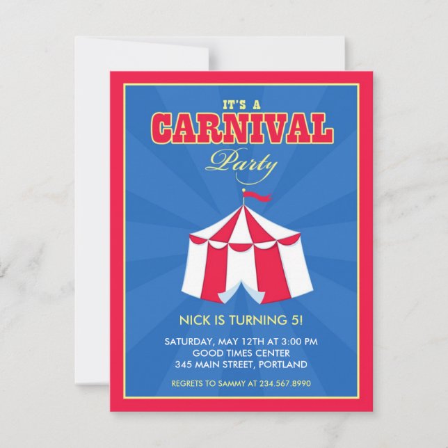 Circus Carnival Birthday Party Invitation (Front)