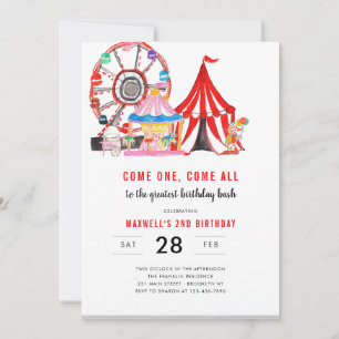 Circus Carnival Birthday Party Invite