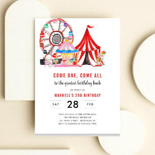 Circus Carnival Birthday Party Invite