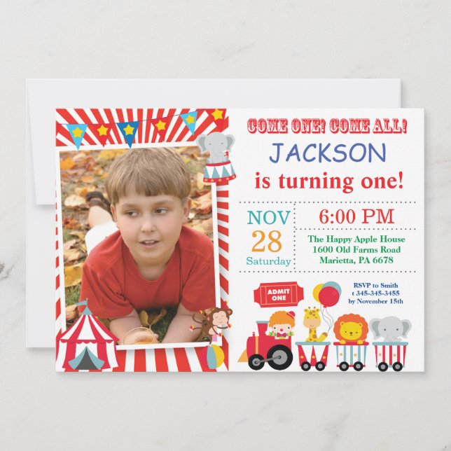 Circus Carnival Birthday Party Photo Invitation (Front)