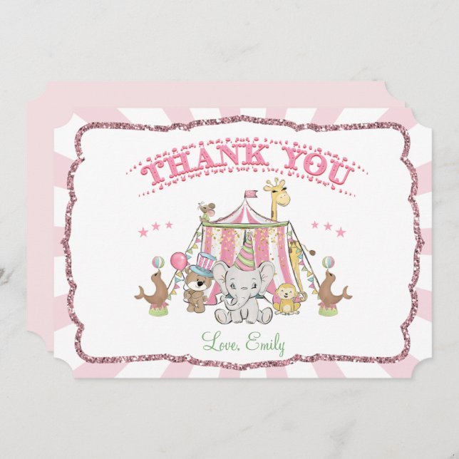 Circus Carnival Birthday Thank You Card (Front/Back)