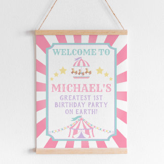 Circus Carnival Birthday Welcome Sign