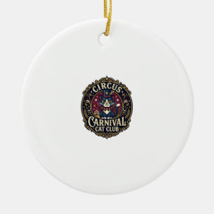 Circus Carnival Cat Cat Dad Gift Idea - Circus Car Ceramic Tree Decoration