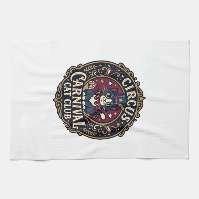 Circus Carnival Cat Cat Dad Gift Idea - Circus Car Tea Towel (Horizontal)