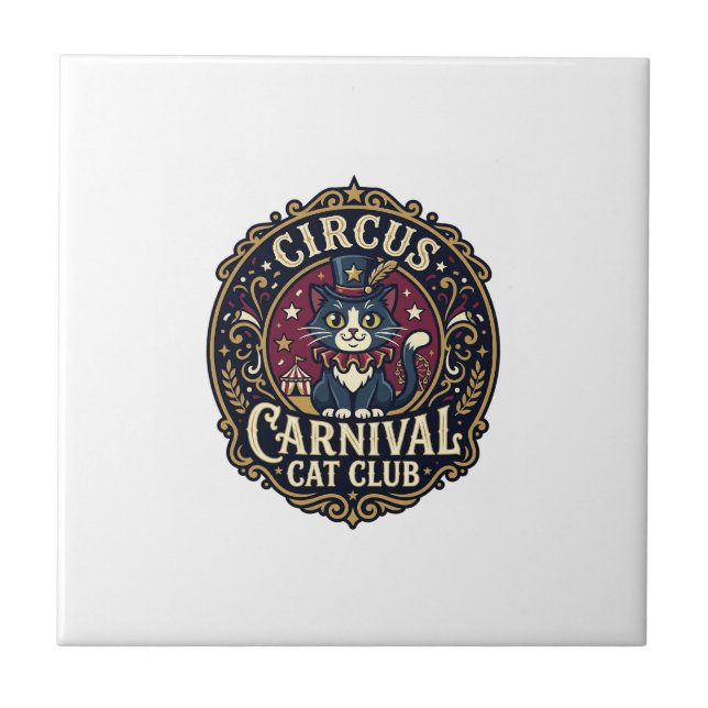 Circus Carnival Cat Cat Dad Gift Idea - Circus Car Tile (Front)