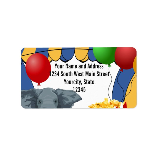 Circus Carnival Custom Birthday Label (Front)