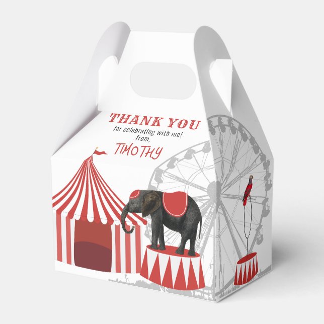 Circus Carnival Festival Theme Big Top Birthday Favour Box (Front Side)