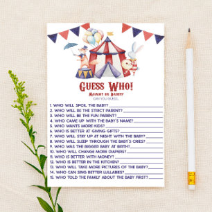 Circus Carnival Guess Who! Baby Shower Game