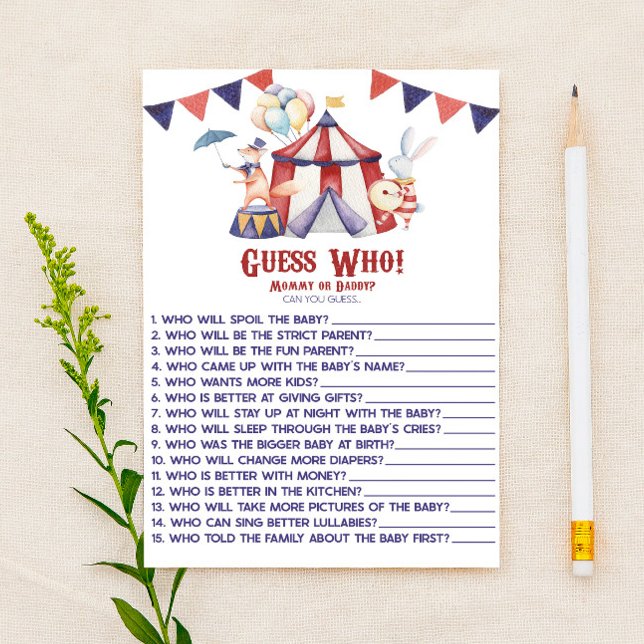 Circus Carnival Guess Who! Baby Shower Game (Creator Uploaded)