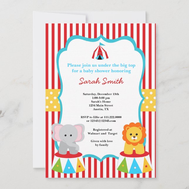 Circus Carnival Shower Invitations (Front)