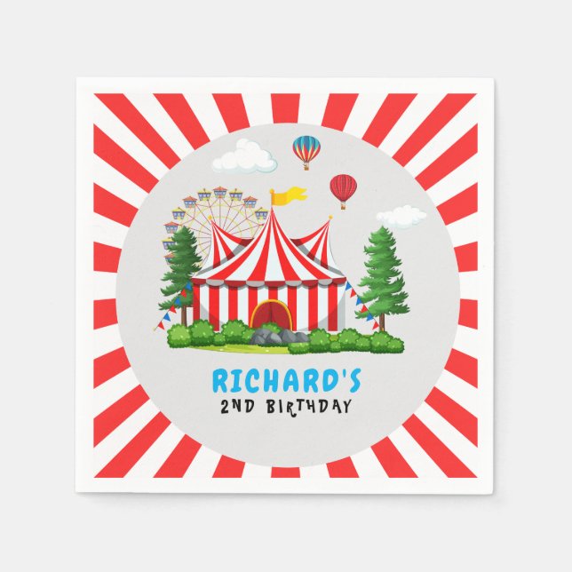 Circus Carnival Theme Birthday Party Napkin (Front)