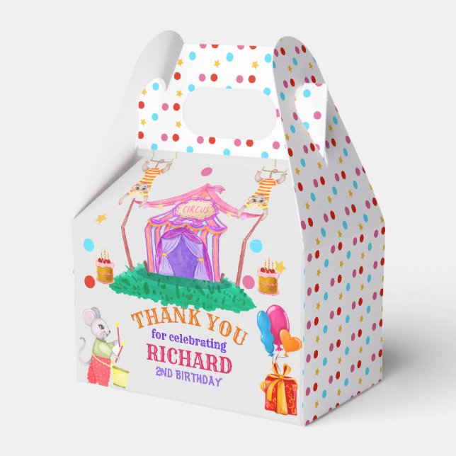 Circus Carnival Theme Colourful Birthday Party Favour Box (Front Side)