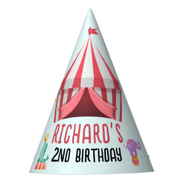 Circus Carnival Theme Kid's Birthday Party Hat (Front)