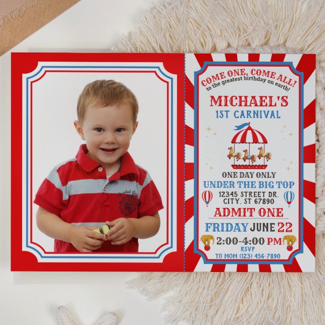 Circus Carnival Ticket Birthday Invitation  (Creator Uploaded)